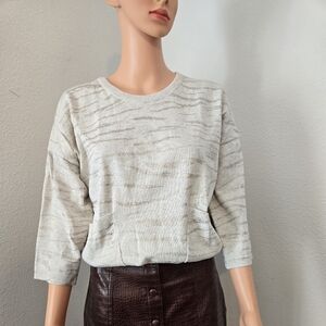 Democracy Light Beige Patterned Sweatshirt